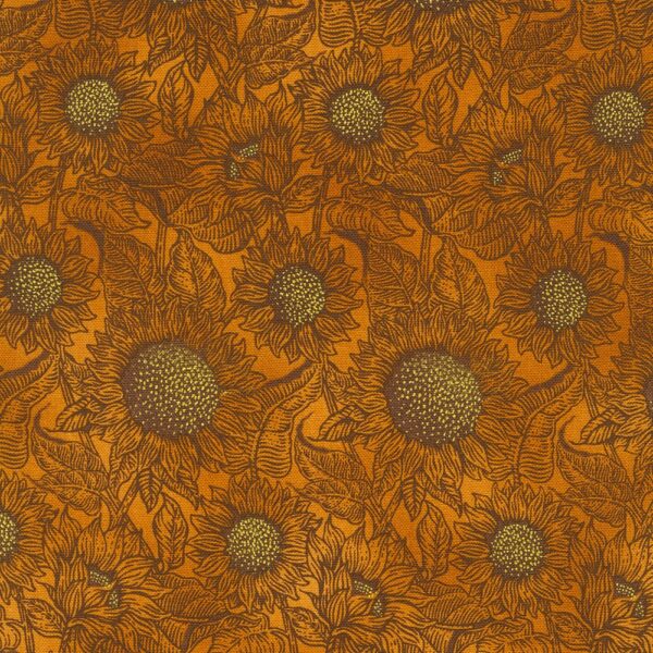 Quilting Cotton – Autumn Fields - Sunflowers - Sienna