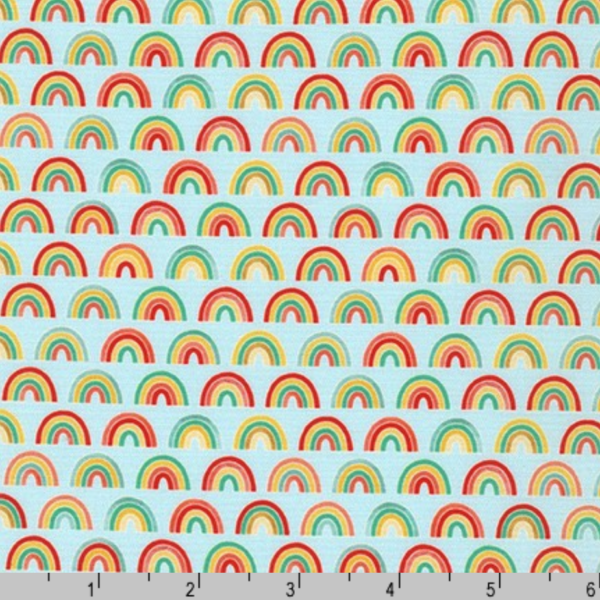 Quilting Cotton - Bright Days - Small Rainbows - Blue