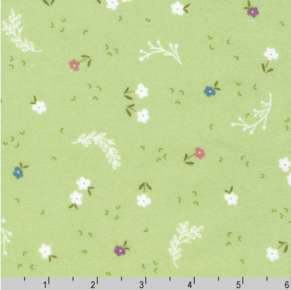 Winter Days Flannel - Tossed Flowers - Moss