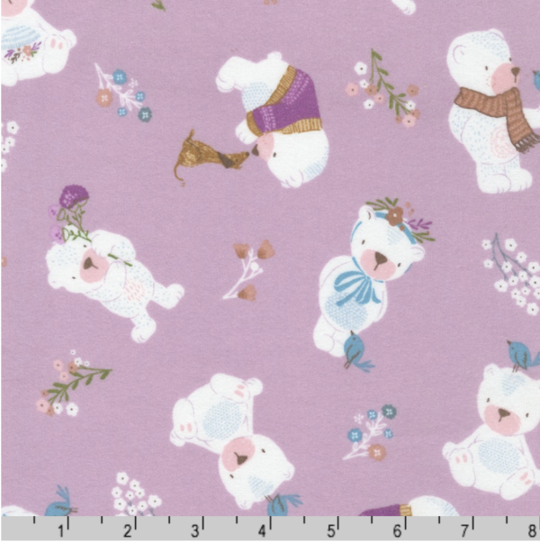 Winter Days Flannel - Bears, Birds and Dogs - Mauve