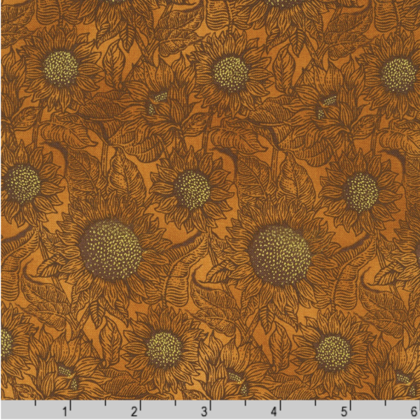 Quilting Cotton – Autumn Fields - Sunflowers - Sienna