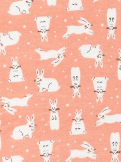 Cloud 9 - Organic Cotton Flannel - Winter Forest - Snowhares - Peach