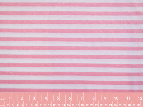 European Designer Deadstock - Viscose/Spandex Stripe Jersey - Candy Pink/White