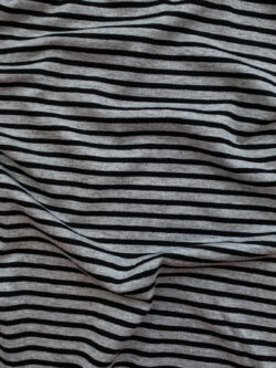 European Designer Deadstock - Viscose/Spandex Stripe Jersey - Grey Heather/Black