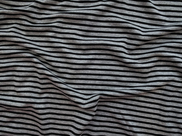 European Designer Deadstock - Viscose/Spandex Stripe Jersey - Grey Heather/Black