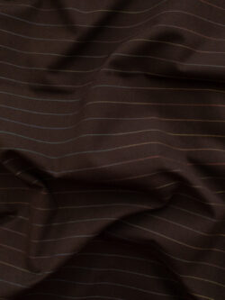 European Designer Deadstock - Lightweight Cotton Yarn Dyed Canvas - Rainbow Stripe - Brown