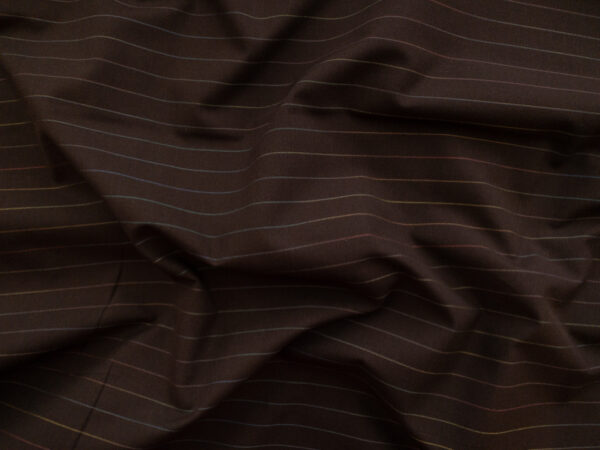 European Designer Deadstock - Lightweight Cotton Yarn Dyed Canvas - Rainbow Stripe - Brown