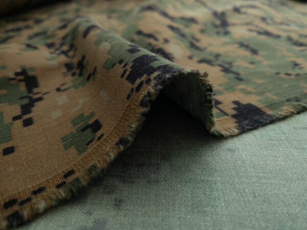 Designer Deadstock - Cotton Twill - Pixelated Camouflage - Tan/Green