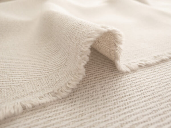 Designer Deadstock – Textured Cotton/Polyester Twill - White Sand