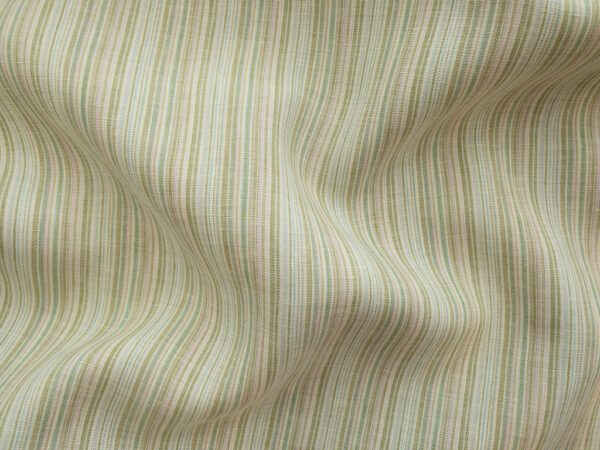 Designer Deadstock - Yarn Dyed Linen - Stripe - Sea Glass