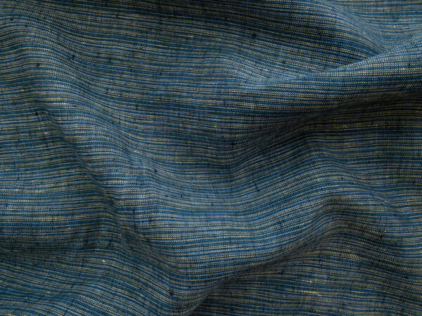 Designer Deadstock - Yarn Dyed Linen - Stripe - Tidal Light