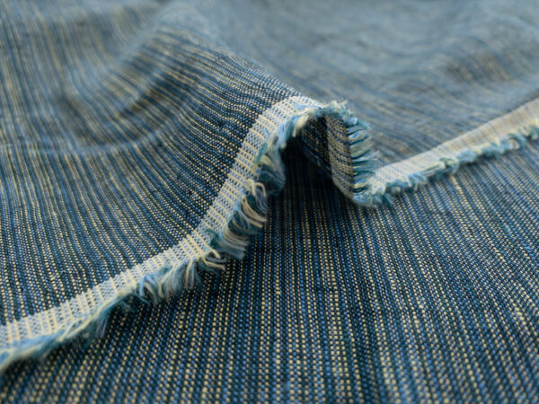 Designer Deadstock - Yarn Dyed Linen - Stripe - Tidal Light