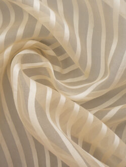 Designer Deadstock - Silk Organza - Satin Stripe - Cream