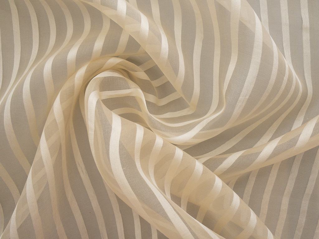 Designer Deadstock - Organza - Satin Stripe - Cream - Stonemountain & Daughter Fabrics