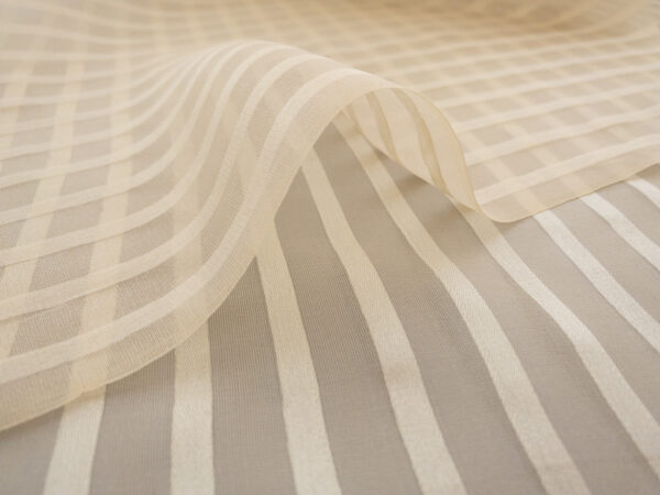 Designer Deadstock - Silk Organza - Satin Stripe - Cream