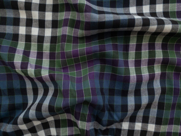 Designer Deadstock – Cotton Flannel Shirting - Plaid - Purple/Green