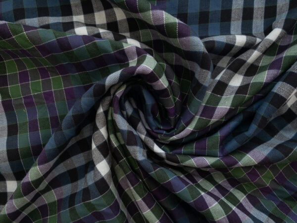 Designer Deadstock – Cotton Flannel Shirting - Plaid - Purple/Green