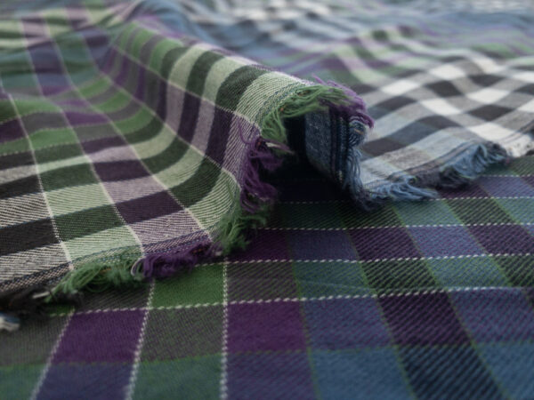 Designer Deadstock – Cotton Flannel Shirting - Plaid - Purple/Green