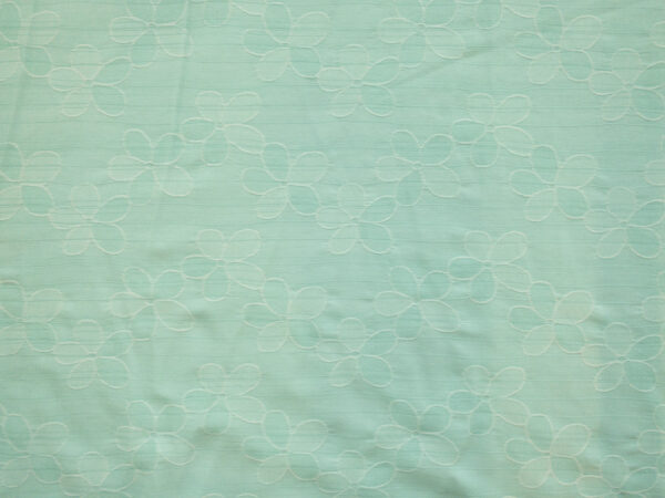 Designer Deadstock - Cotton/Polyester Stretch Jacquard - Floral - Aqua
