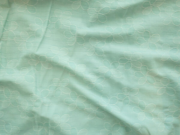 Designer Deadstock - Cotton/Polyester Stretch Jacquard - Floral - Aqua