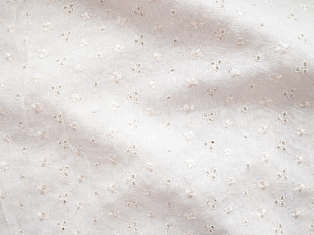 Floral Embroidered Cotton Eyelet - White - Fabric by the Yard