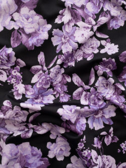 Designer Deadstock - Nylon/Spandex Swimwear Knit - Tonal Floral - Purple/Black