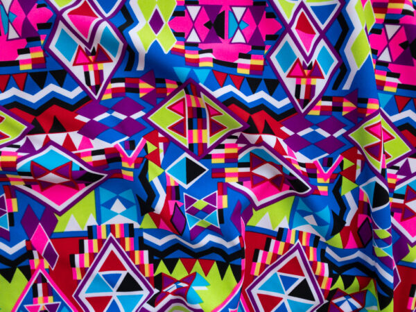 Designer Deadstock - Nylon/Spandex Matte Swimwear Knit - Geometric Brights