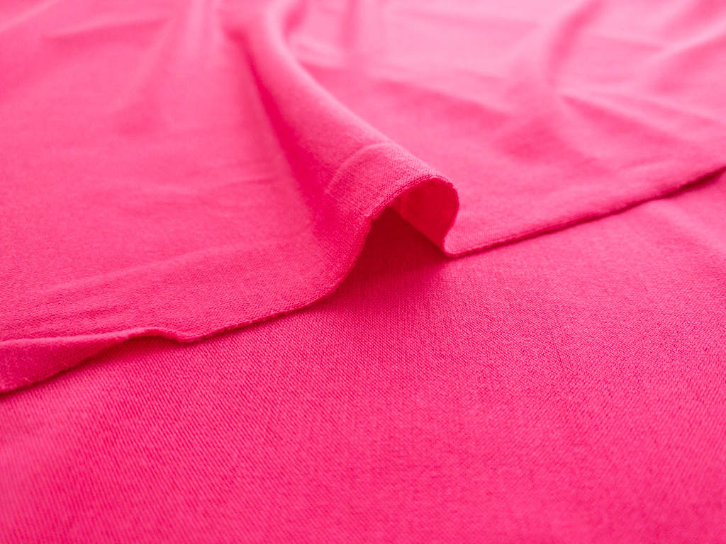 European Cotton Elastane Lycra Jersey, Solid Bright Pink Knit Fabric