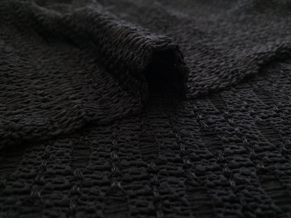 Black Boiled Wool Fabric by Telio