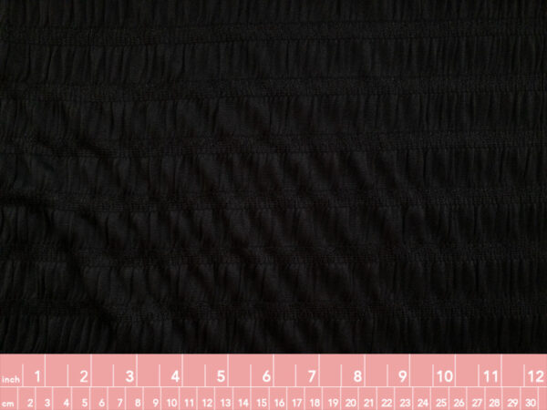 Japanese Designer Deadstock – Rouched Polyester/Spandex Knit – Black