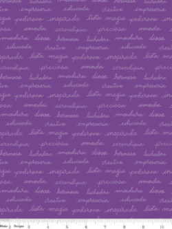 Quilting Cotton – Eleanor - Text - Violet