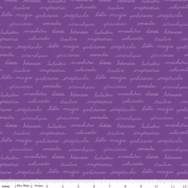 Quilting Cotton – Eleanor - Text - Violet