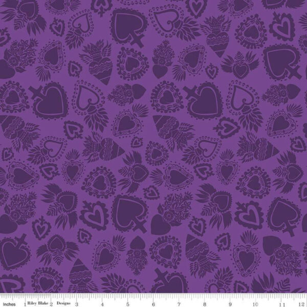 Quilting Cotton – Amor Eterno - Hearts - Purple