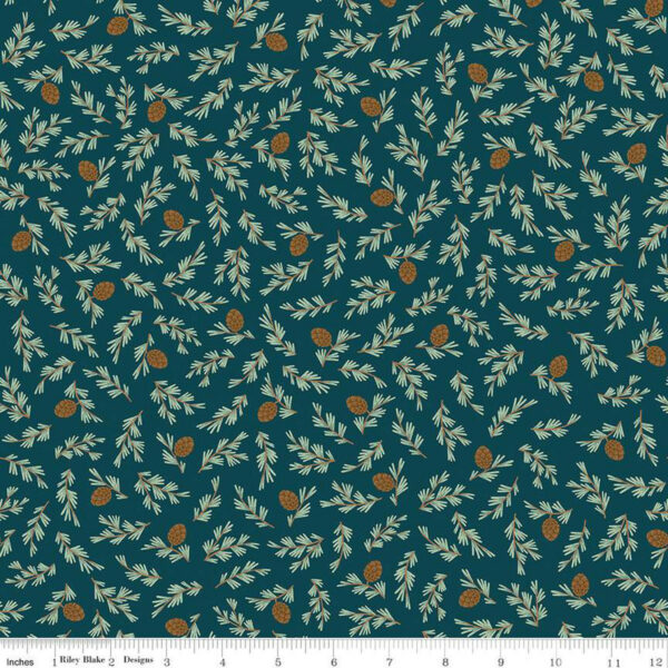 Cotton Flannel - Camp Woodland Pinecones - Navy