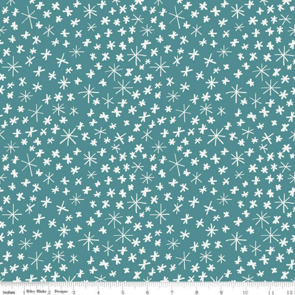 Cotton Flannel - Nice Ice Baby - Snowflakes - Teal