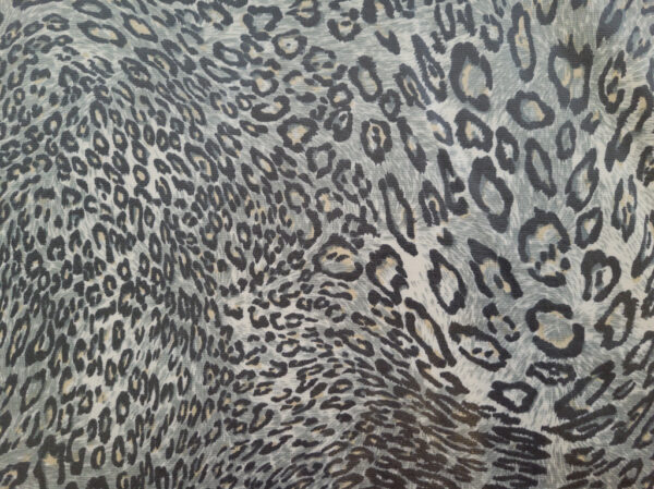 European Designer Deadstock - Coated Polyester Ponte - Leopard - Grey