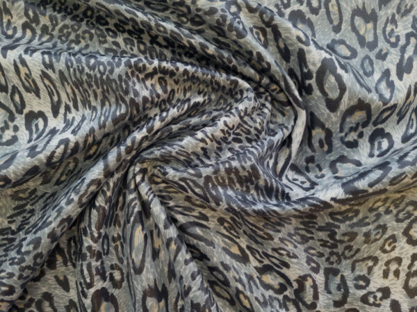 European Designer Deadstock - Coated Polyester Ponte - Leopard - Grey