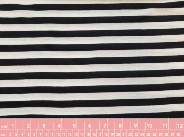 European Designer Deadstock - Viscose Jersey - Black/White Stripe