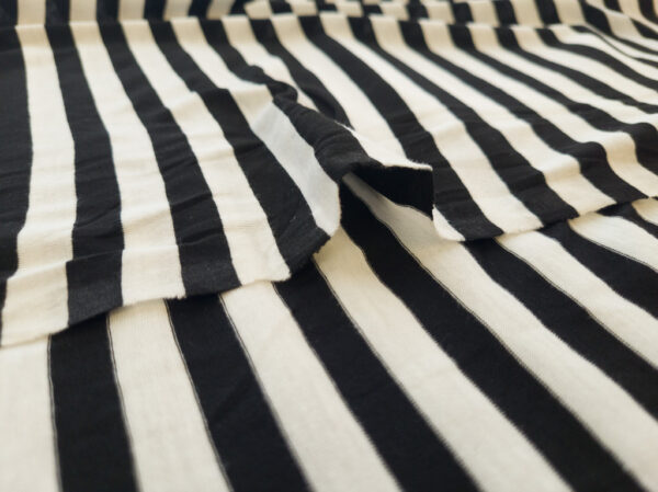 European Designer Deadstock - Viscose Jersey - Black/White Stripe