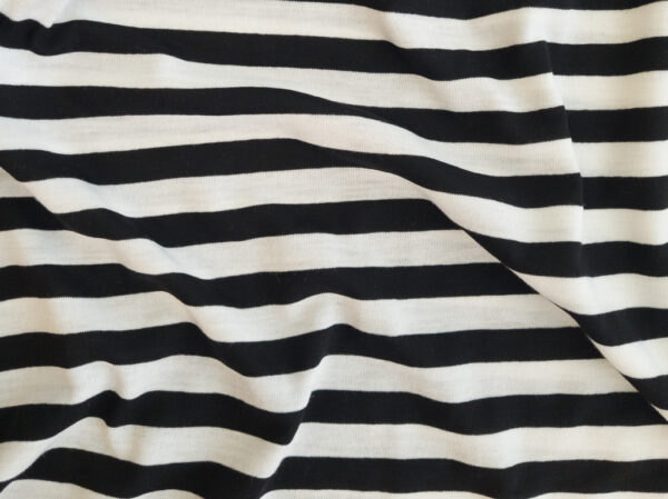 European Designer Deadstock - Viscose Jersey - Black/White Stripe