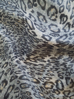 European Designer Deadstock - Coated Polyester Ponte - Leopard - Grey