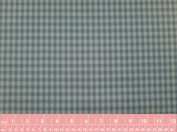 European Designer Deadstock - Cotton Stretch Shirting - Gingham - Dusty Blue