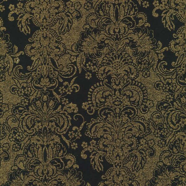 Quilting Cotton - Season of Sparkle -  Filigree - Black/Metallic Gold