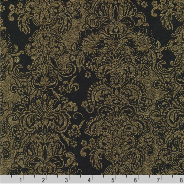 Quilting Cotton - Season of Sparkle -  Filigree - Black/Metallic Gold