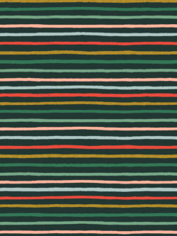 Quilting Cotton - Holiday Classics - Festive Stripe - Evergreen Metallic