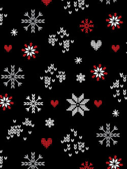 Quilting Cotton - Knit & Caboodle - Snowflake Love - Black