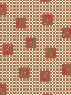 Quilting Cotton - Lizzy Albright Attic Window - Cherries - Brown