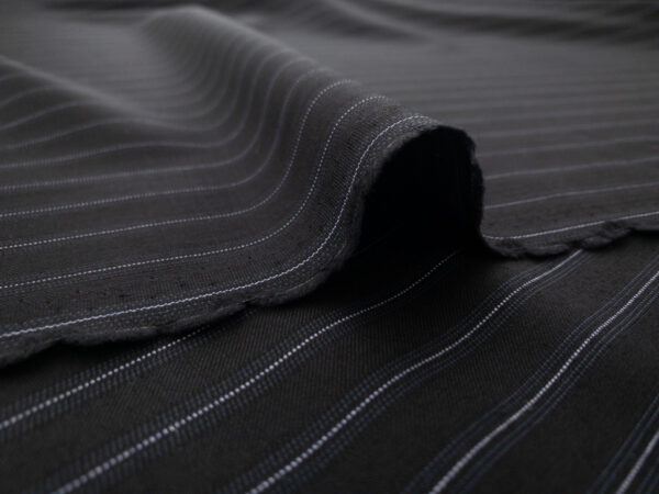 European Designer Deadstock - Wool Suiting - Navy Pinstripe