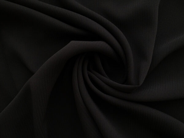 Japanese Designer Deadstock - Polyester Crepe Stripe - Black