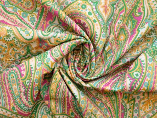 Lady McElroy - Cotton/Spandex Stretch Sateen -  Vivid Paisley